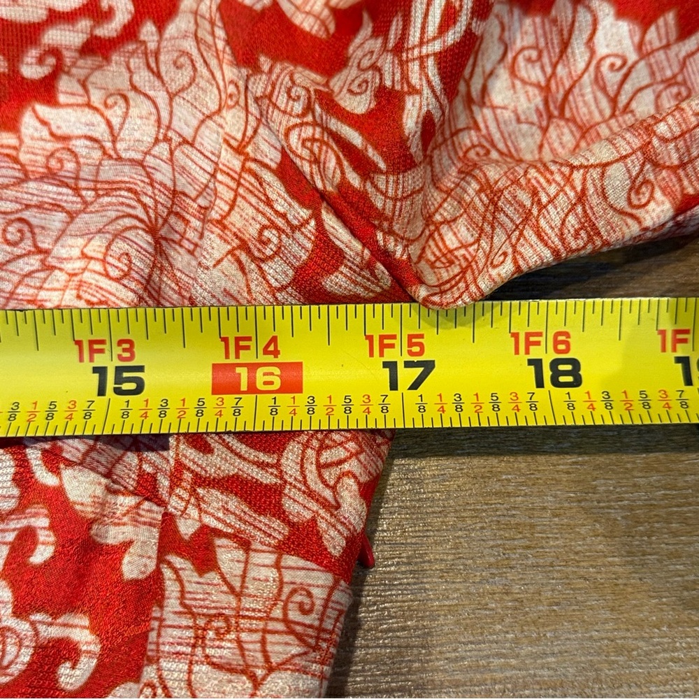 Anthropologie Skylar Surplice‎ Mini Dress Orange-Red Cream Flowers Size 8 - Picture 11 of 12